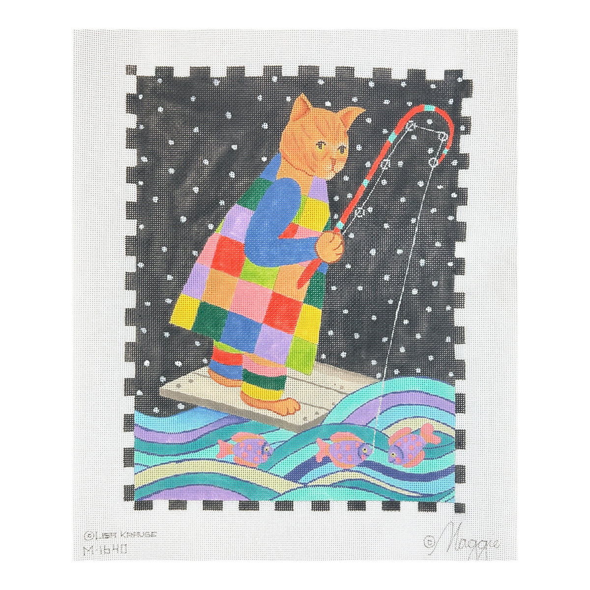 Maggie Co Lisa Krause Night Fishing Needlepoint Canvas