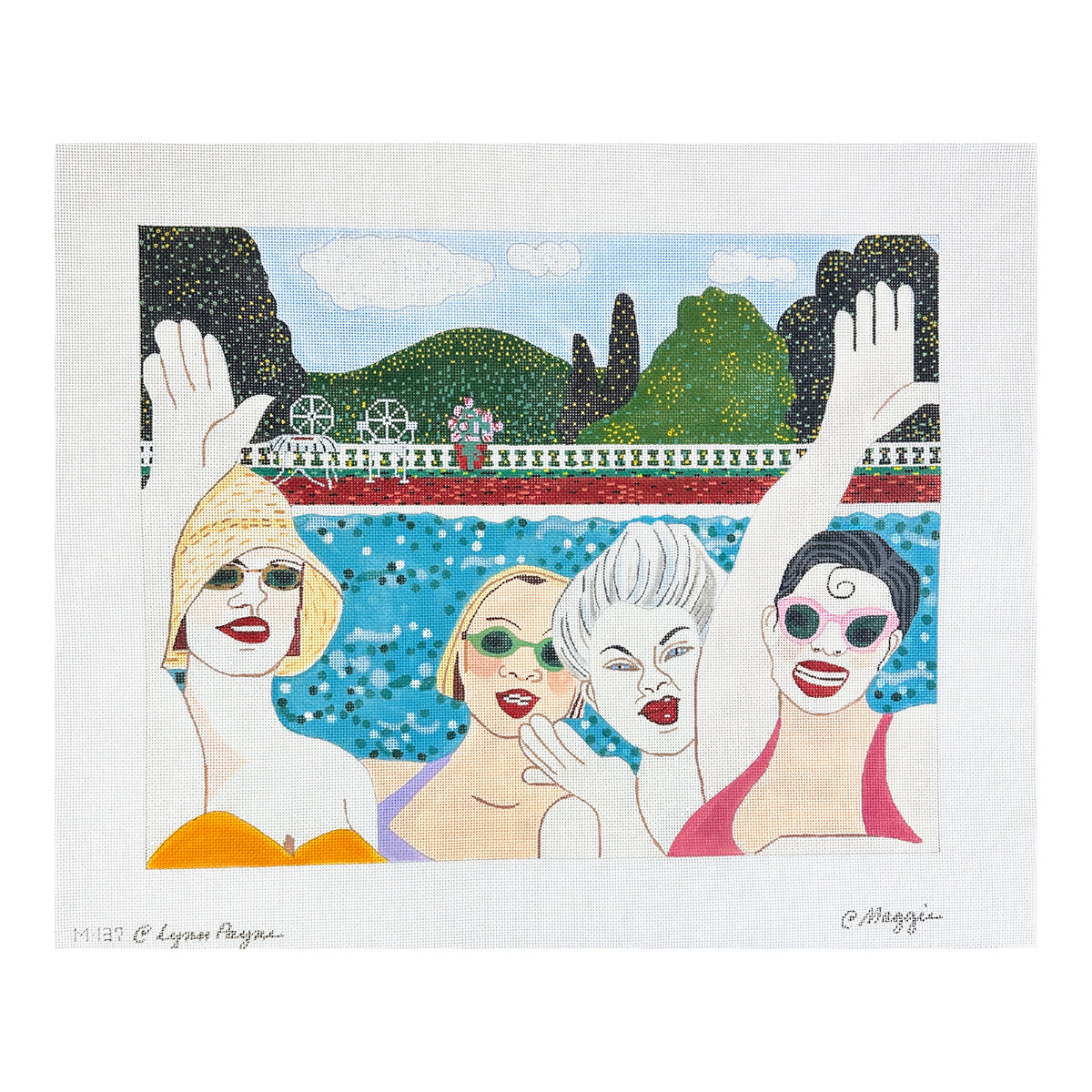 Maggie Co Lynn Payne Pool Ladies Needlepoint Canvas
