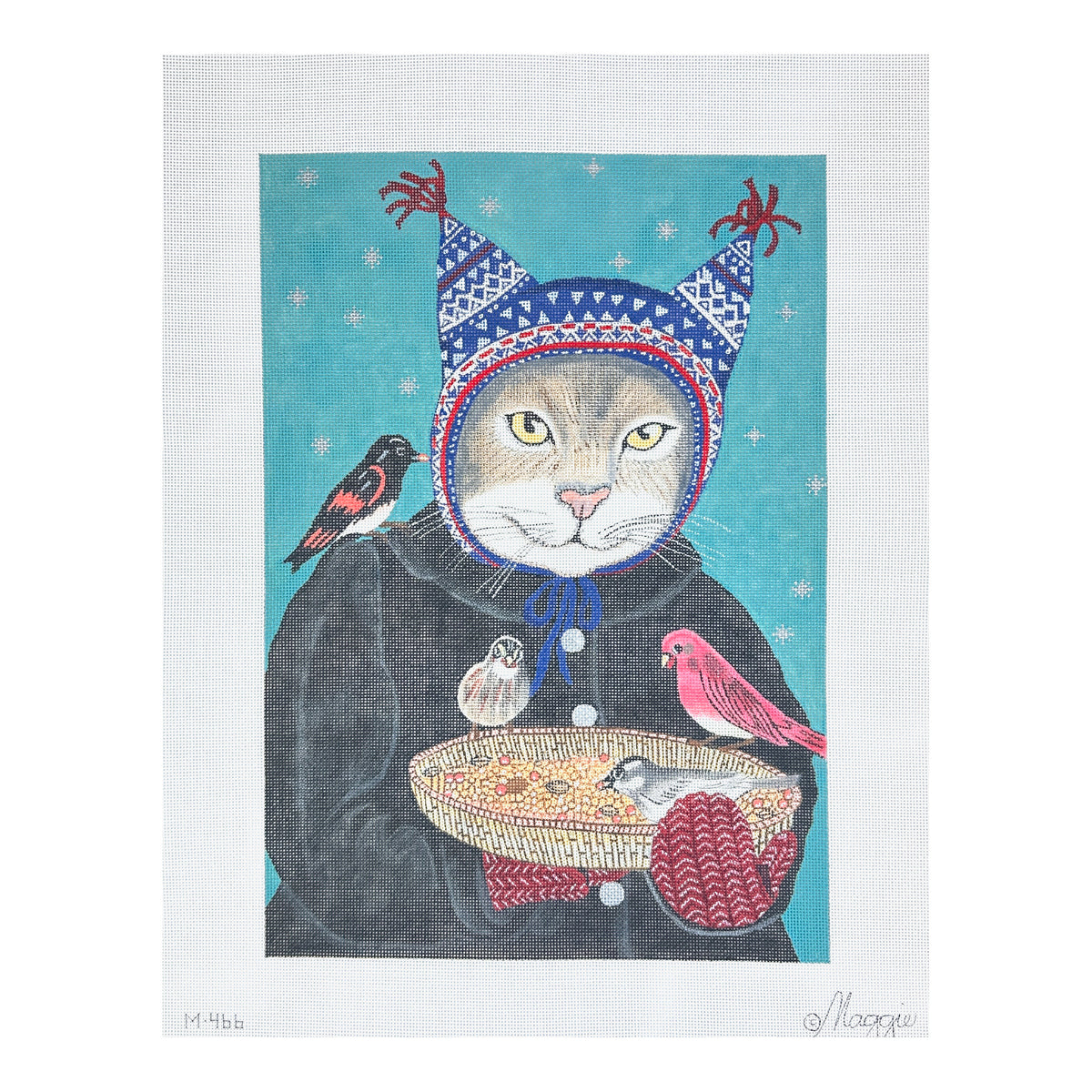 Maggie Co Paris Bottman Nordic Hat Cat Needlepoint Canvas
