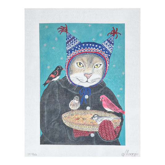 Maggie Co Paris Bottman Nordic Hat Cat Needlepoint Canvas