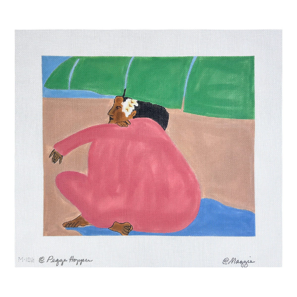 Maggie Co Pegge Hopper Banana Leaf Needlepoint Canvas