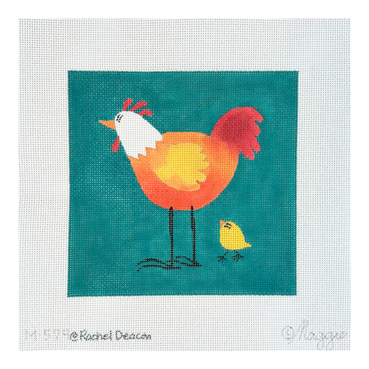 Maggie Co Rachel Deacon Chickens Needlepoint Canvas