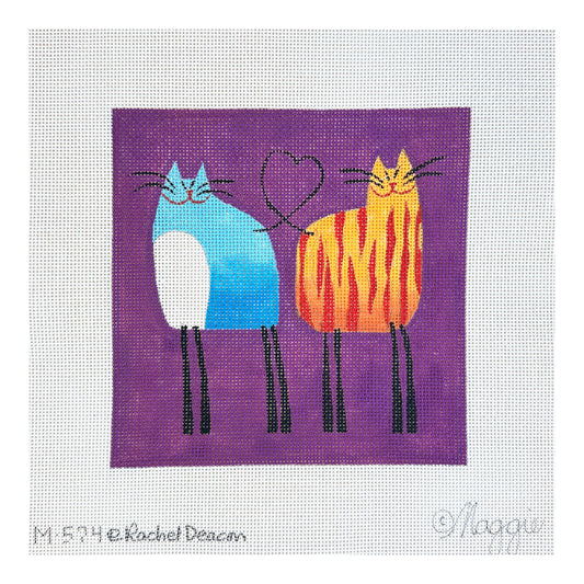 Maggie Co Rachel Deacon Feline Friends Needlepoint Canvas