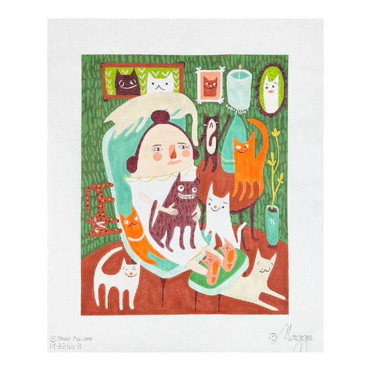 Maggie Co Sara Pulver Cat Lady Needlepoint Canvas