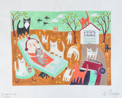 Maggie Co Sara Pulver Cat Lady Outside Needlepoint Canvas