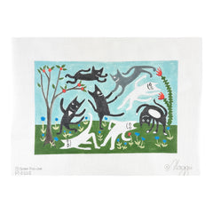 Maggie Co Sara Pulver Dancing Cats Needlepoint Canvas