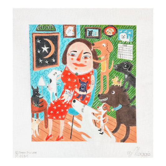 Maggie Co Sara Pulver Dog Lady Needlepoint Canvas