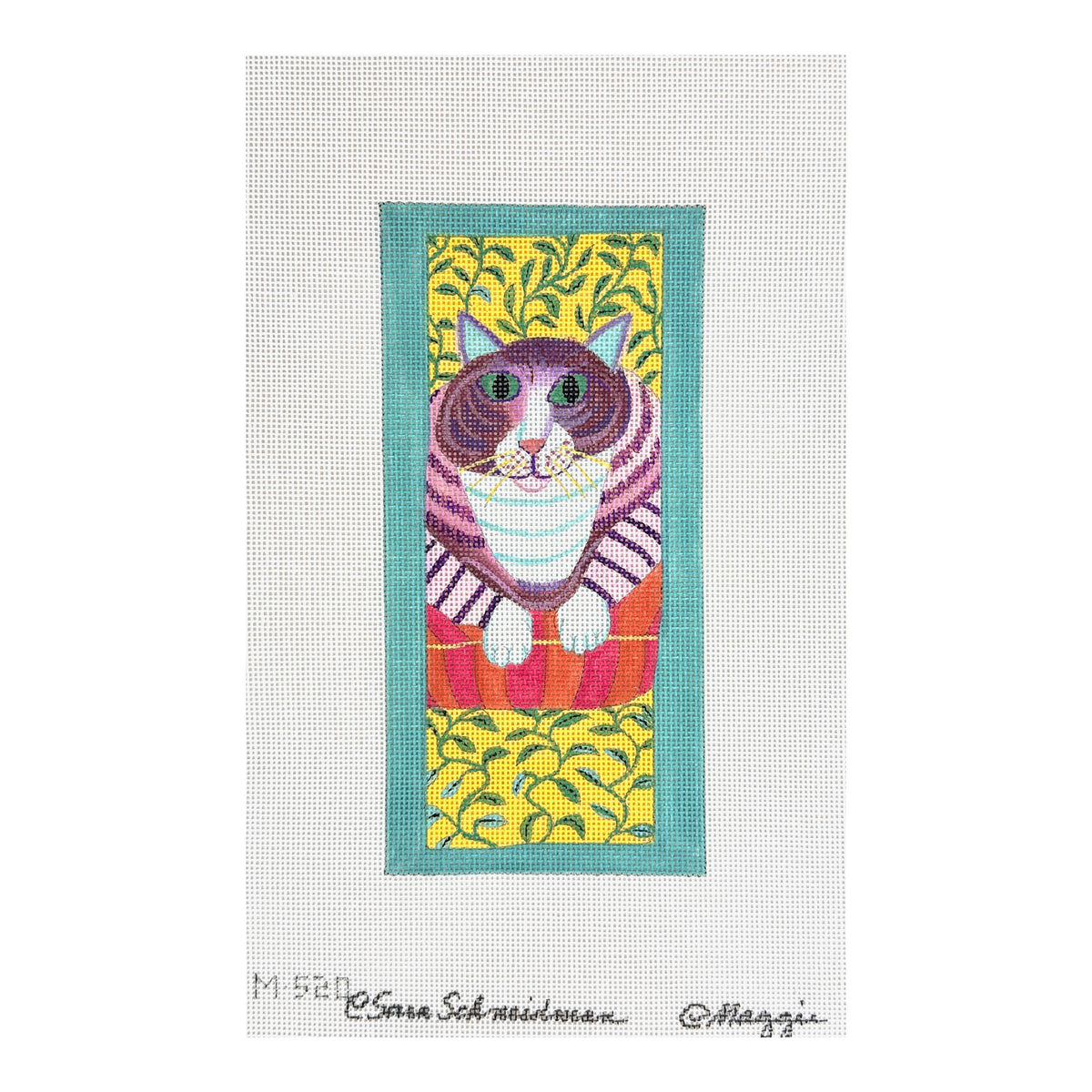 Maggie Co Sara Schneidman Cat on Pillow Eye Glass Case Needlepoint Canvas