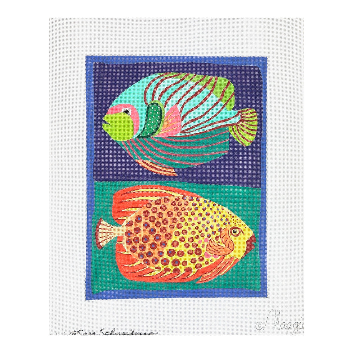 Maggie Co Sara Schneidman Fishies Needlepoint Canvas