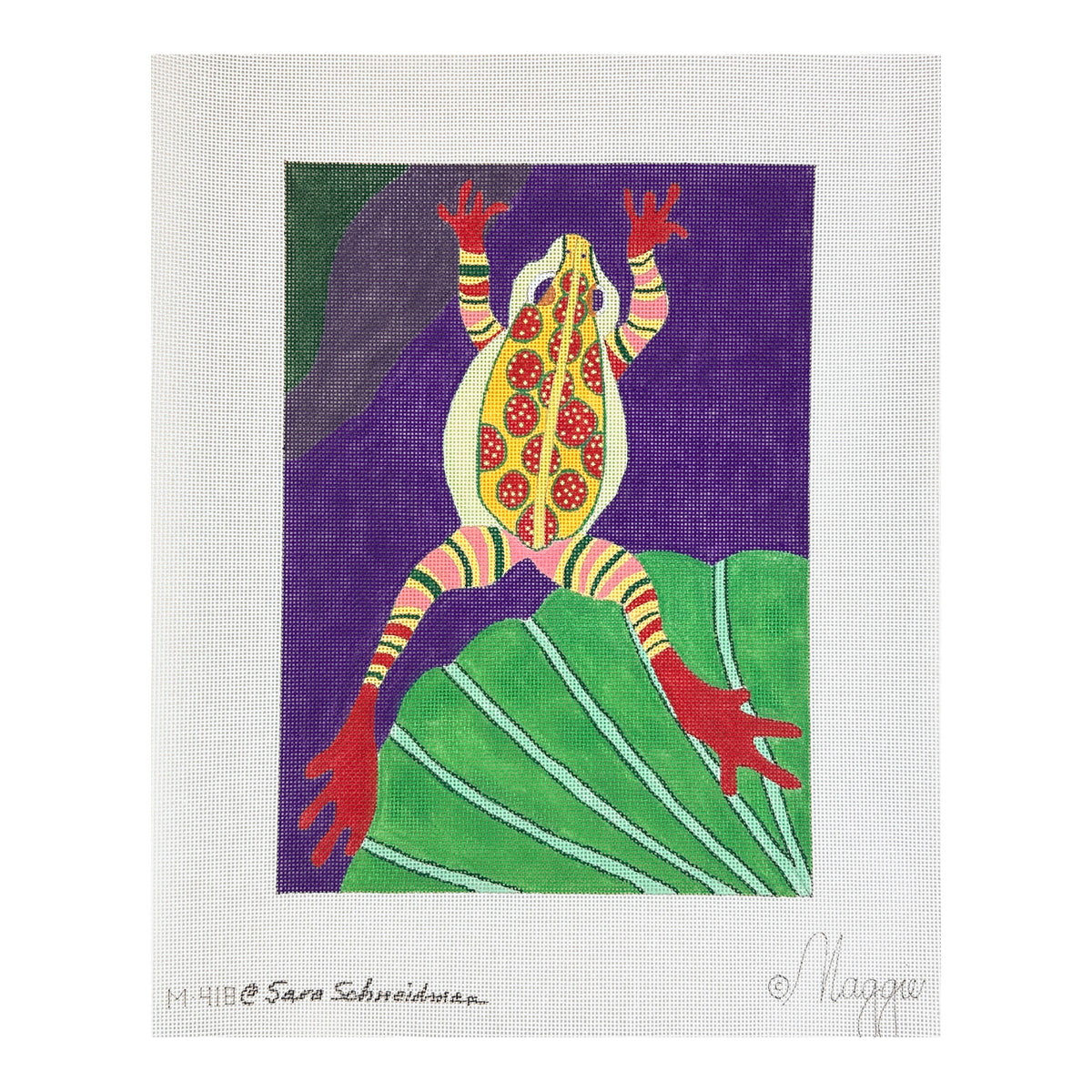 Maggie Co Sara Schneidman Jumping Frog Needlepoint Canvas