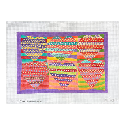 Maggie Co Sara Schneidman Polka Dot Hearts Needlepoint Canvas