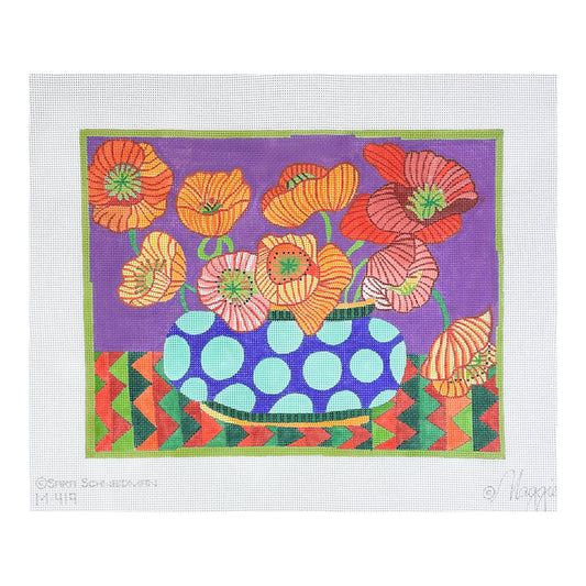 Maggie Co Sara Schneidman Poppies Needlepoint Canvas