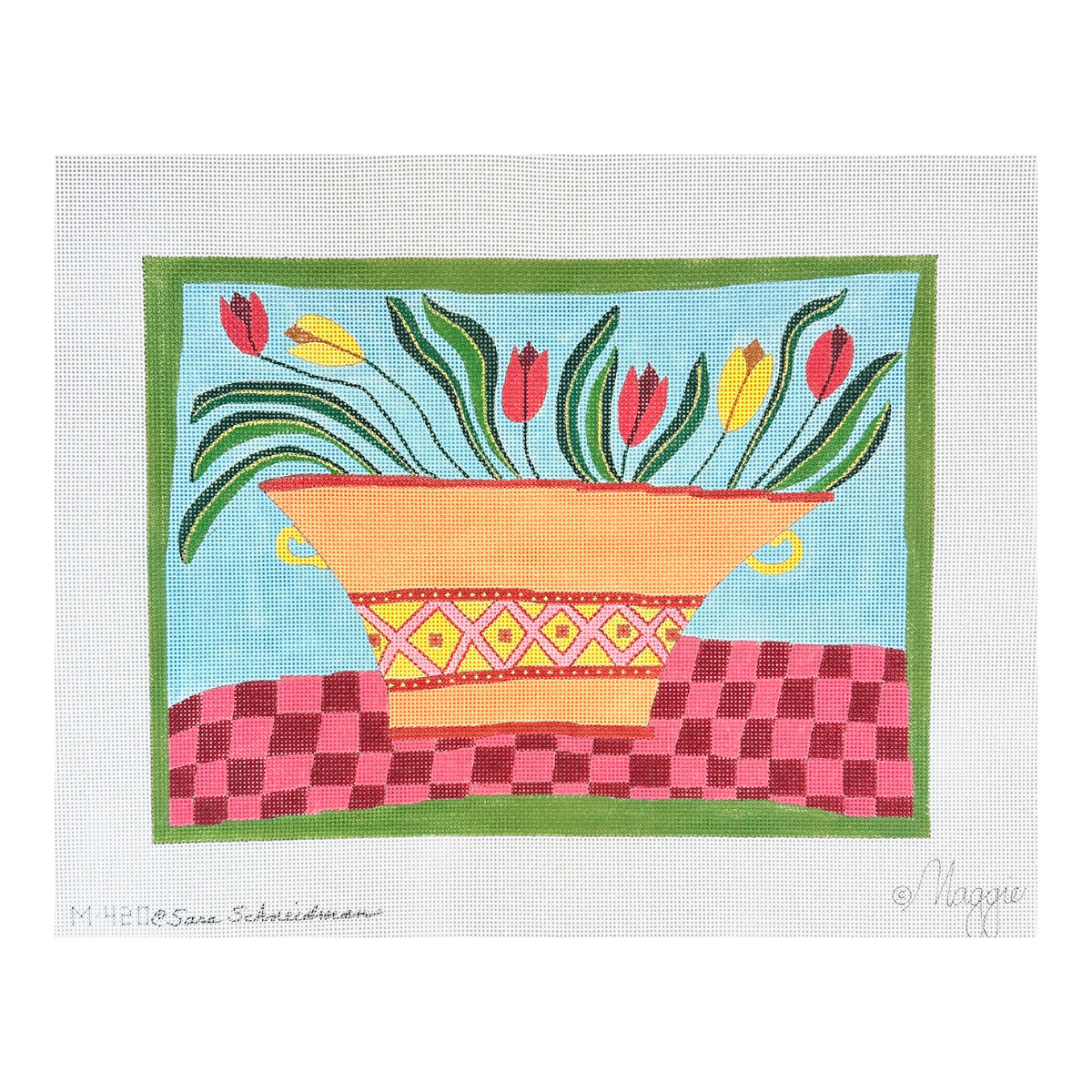Maggie Co Sara Schneidman Tulips Needlepoint Canvas