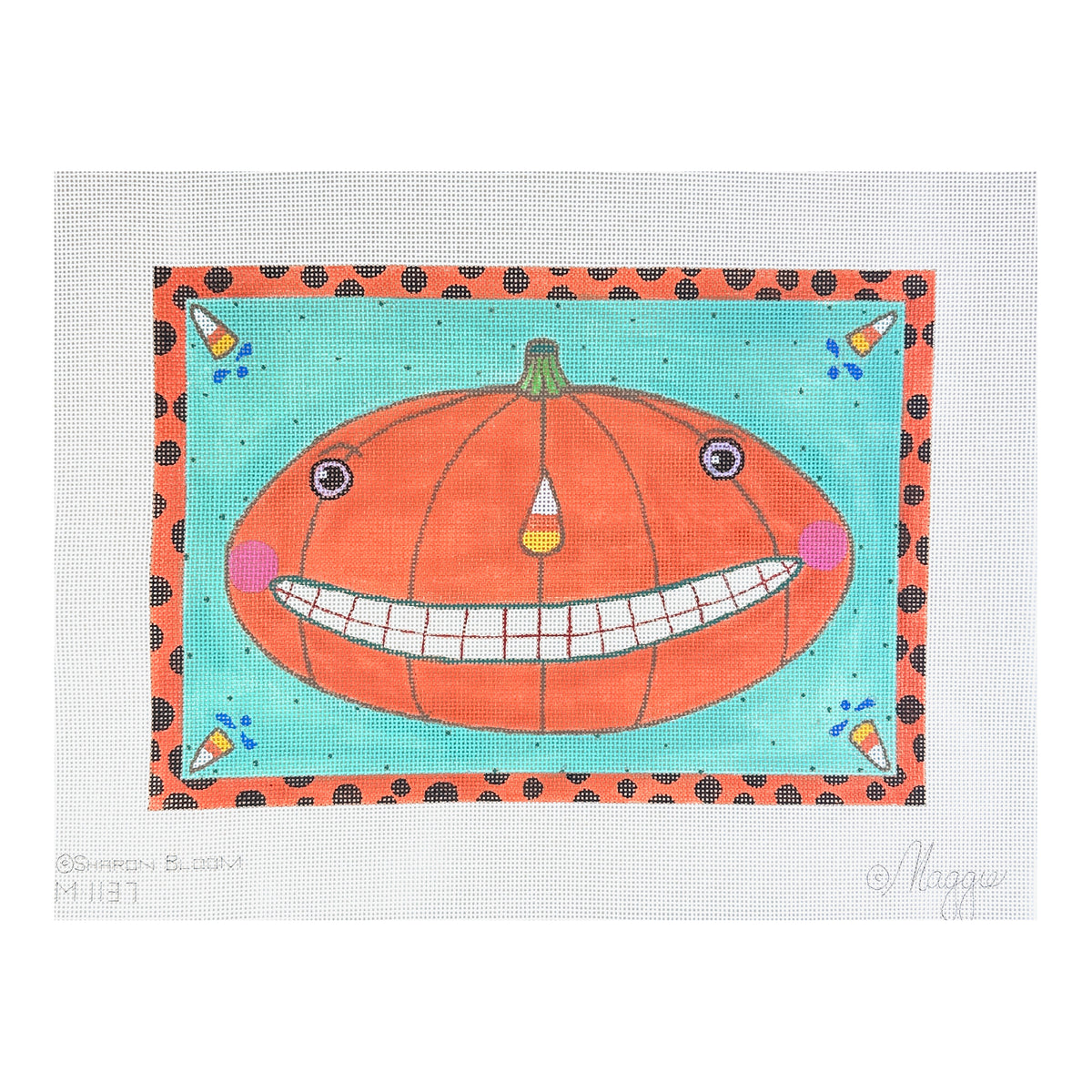 Maggie Co Sharon Bloom Funky Pumpkin Needlepoint Canvas