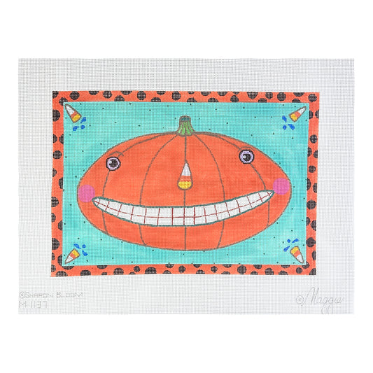 Maggie Co Sharon Bloom Funky Pumpkin Needlepoint Canvas