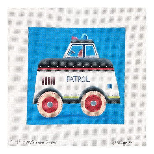 Maggie Co Simon Drew Patrol Car Needlepoint Canvas