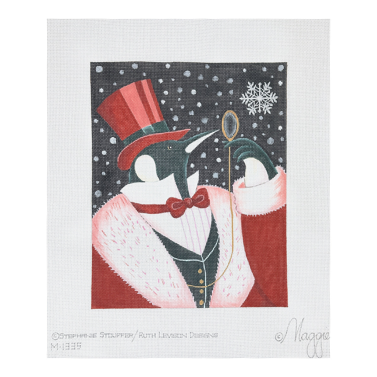 Maggie Co Stephanie Stougger Ruth Levison Designs Dapper Penguin Needlepoint Canvas