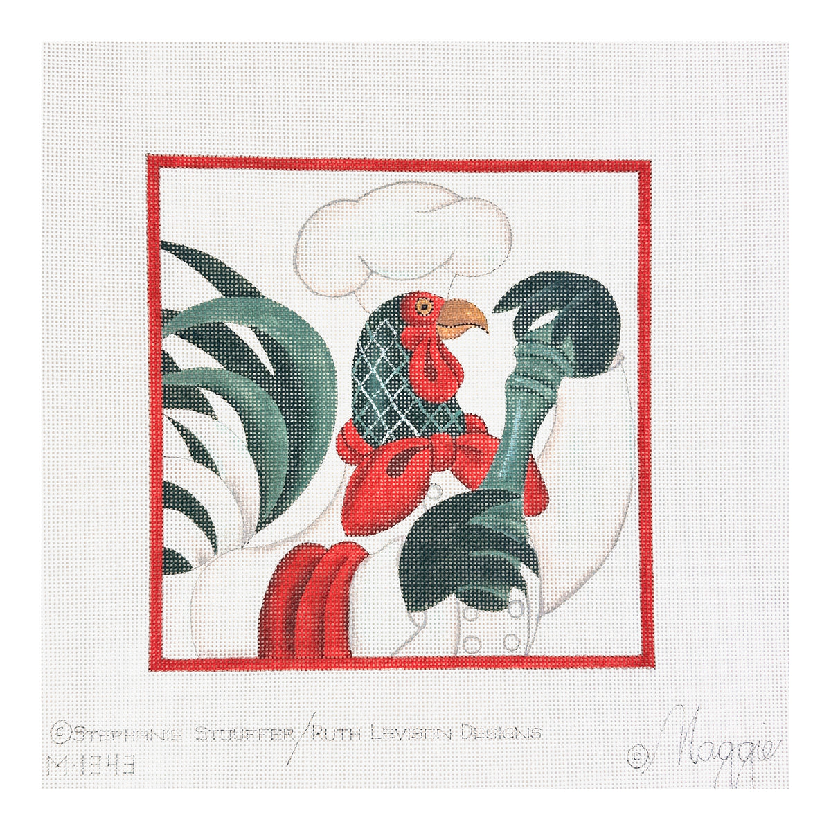 Maggie Co Stephanie Stougger Ruth Levison Designs Rooster Chef Pepper Needlepoint Canvas