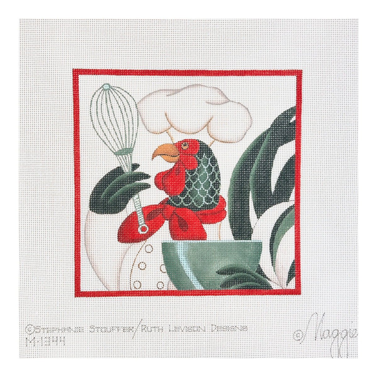 Maggie Co Stephanie Stougger Ruth Levison Designs Rooster Chef Whisk Needlepoint Canvas