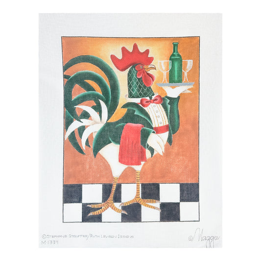Maggie Co Stephanie Stougger Ruth Levison Designs Rooster Waiter Needlepoint Canvas