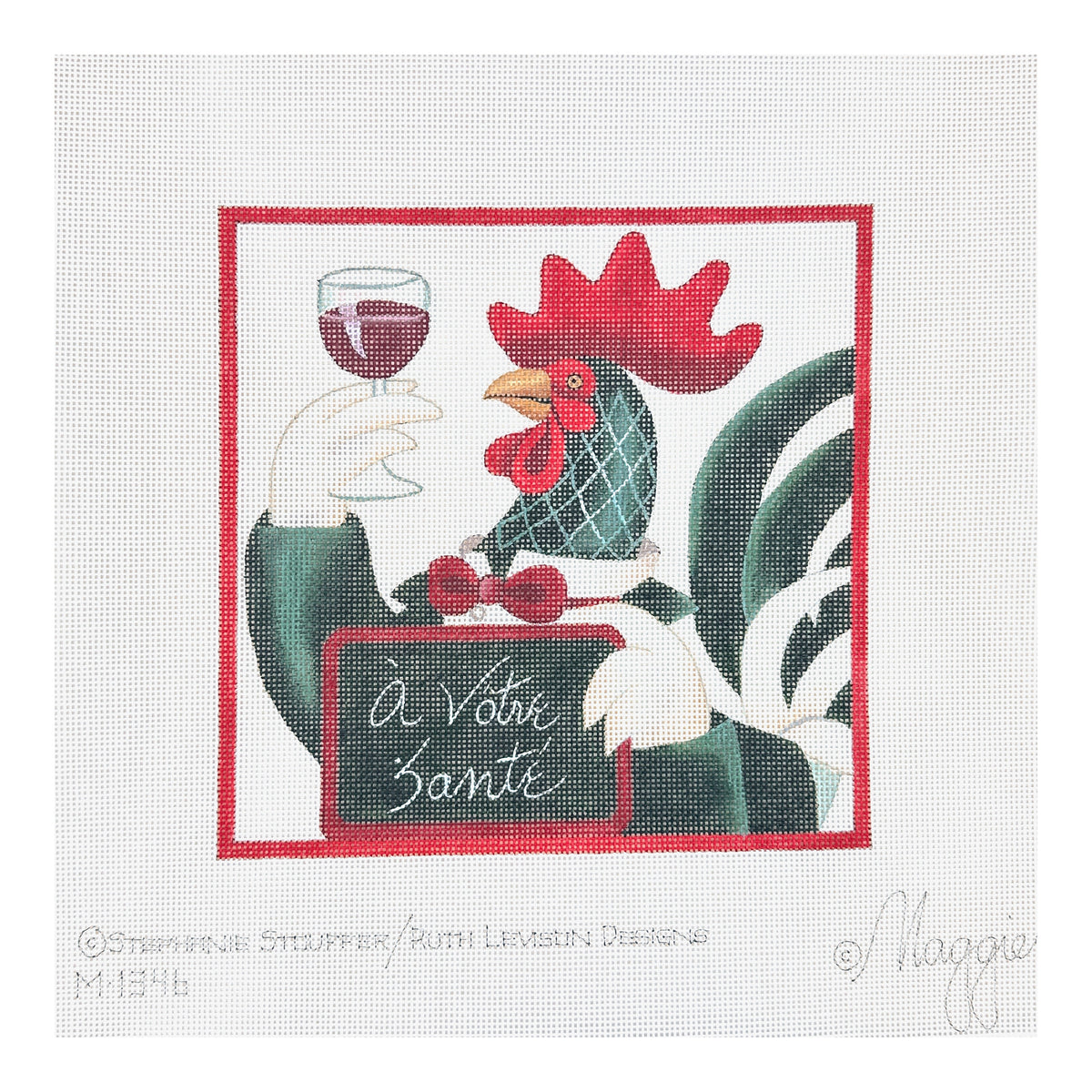 Maggie Co Stephanie Stougger Ruth Levison Designs Rooster Waiter Sante Needlepoint Canvas