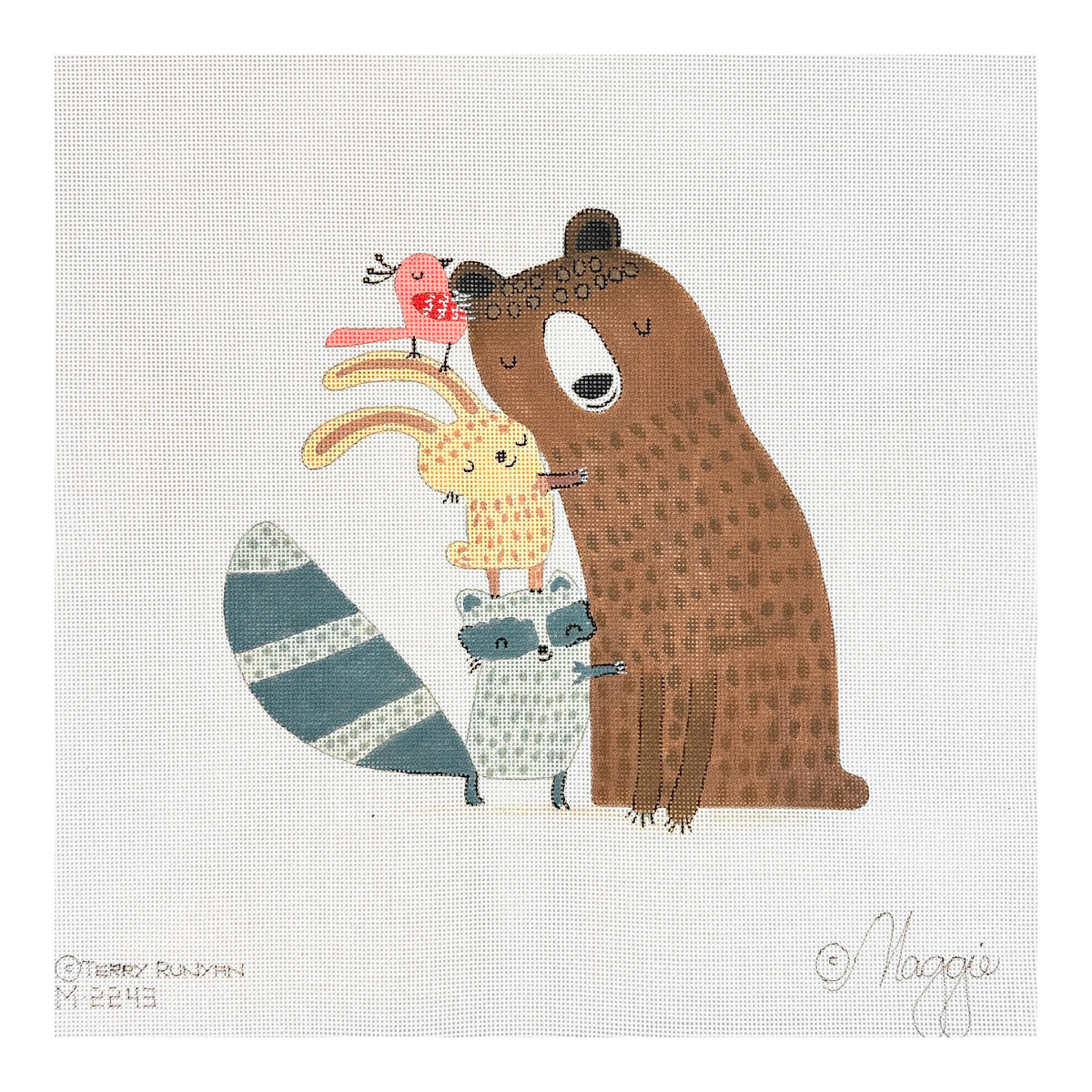 Maggie Co Terry Runyan Bear Hug Needlepoint Canvas