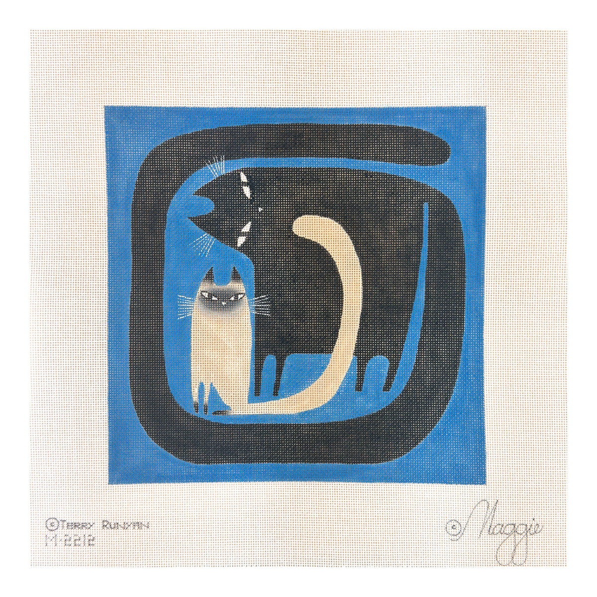 Maggie Co Terry Runyan Contrast Cats Needlepoint Canvas