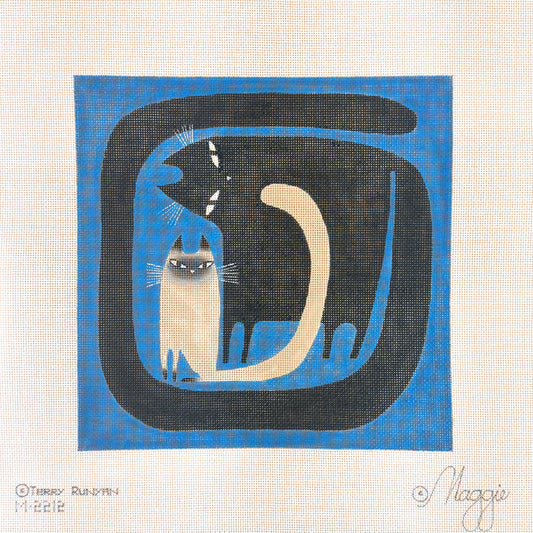 Maggie Co Terry Runyan Contrast Cats Needlepoint Canvas