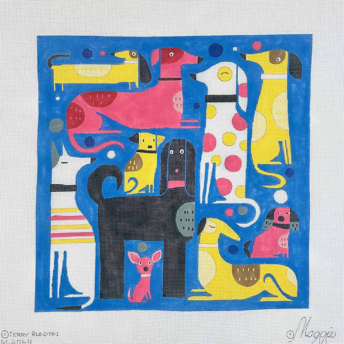 Maggie Co Terry Runyan Dog Park Needlepoint Canvas