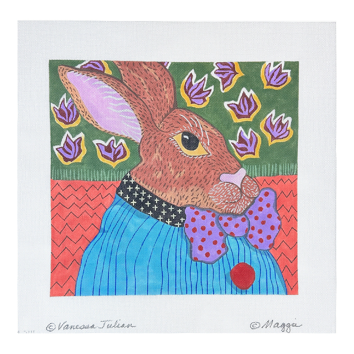 Maggie Co Vanessa Julian Cornell Crawford Bunny Needlepoint Canvas