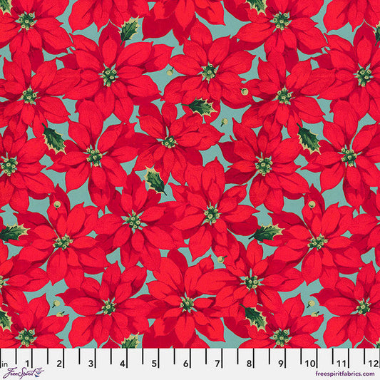 Finishing: Martha Negley Little Poinsettia Cotton Fabric - Red