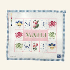 Maura Nolan Designs Mahjong Tile Pouch Pink Needlepoint Canvas