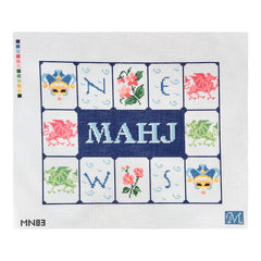 Maura Nolan Designs Mahjong Tile Pouch Blue Needlepoint Canvas