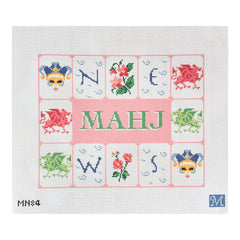 Maura Nolan Designs Mahjong Tile Pouch Pink Needlepoint Canvas