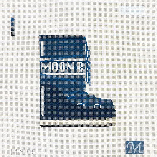 Maura Nolan Designs Moon Boot in Blue Needlepoint Canvas