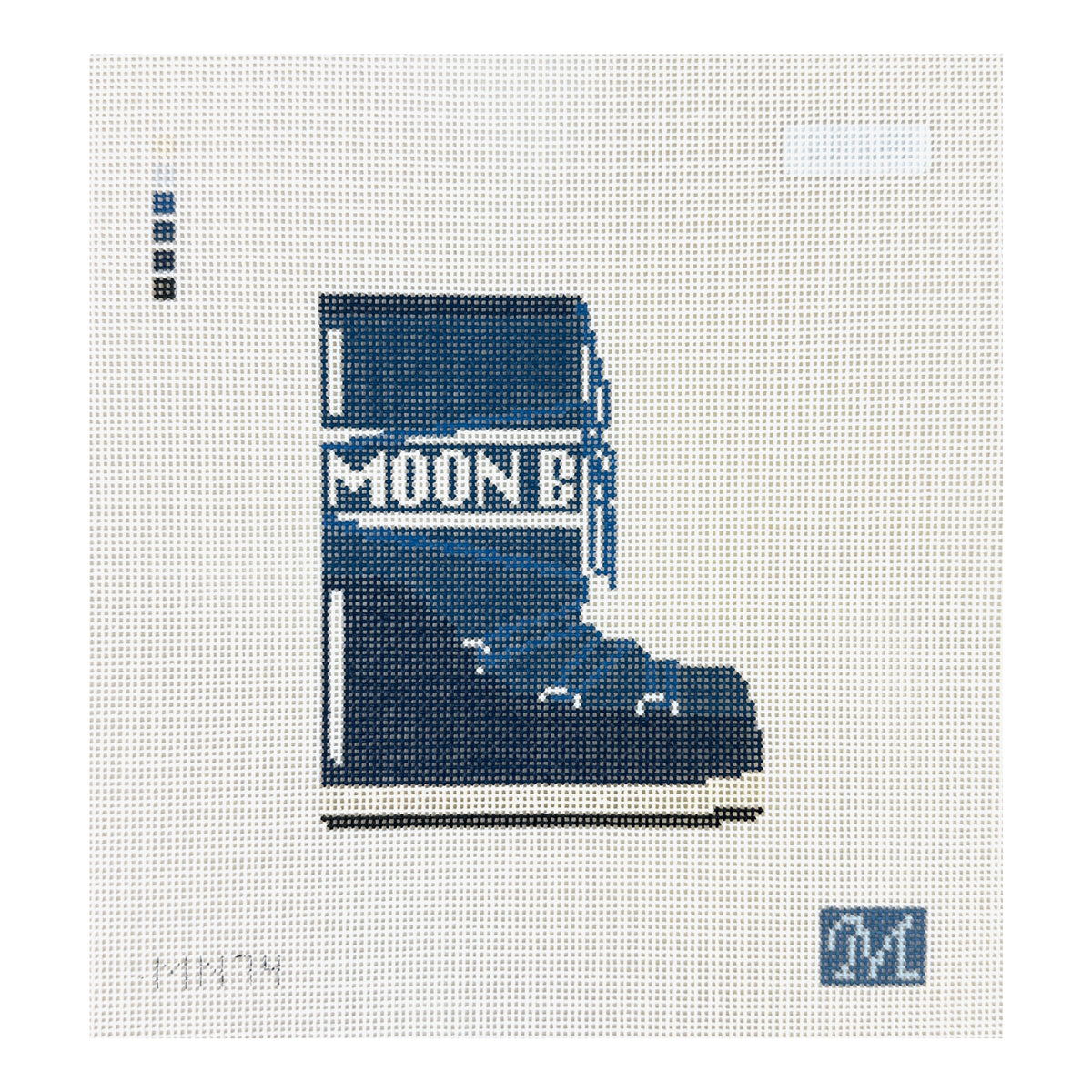 Maura Nolan Designs Moon Boot in Blue Needlepoint Canvas