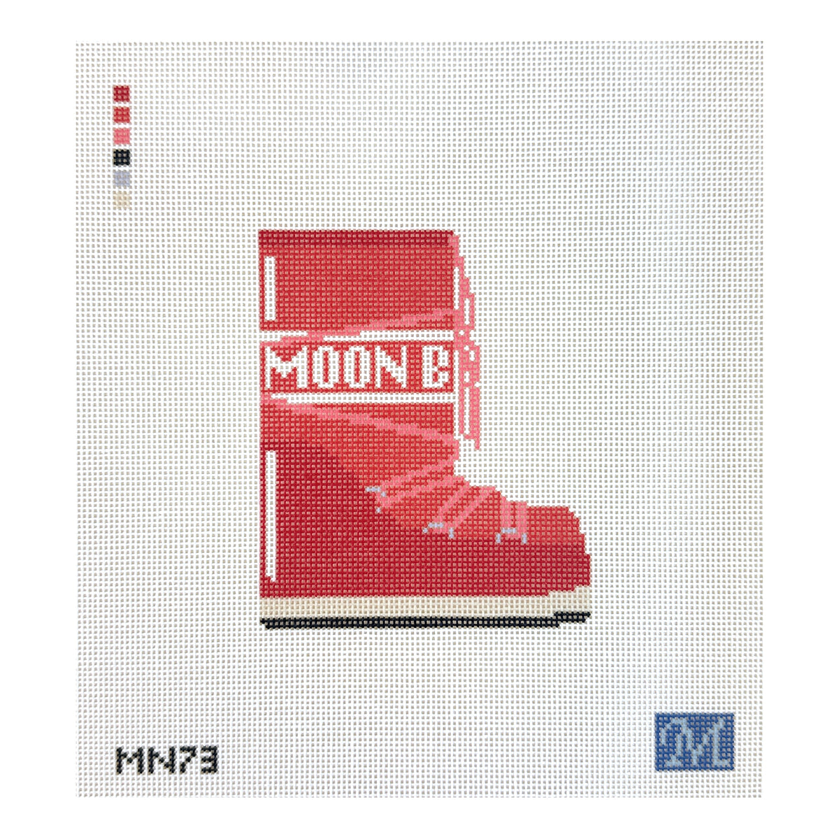 Maura Nolan Designs Moon Boot in Red Needlepoint Canvas