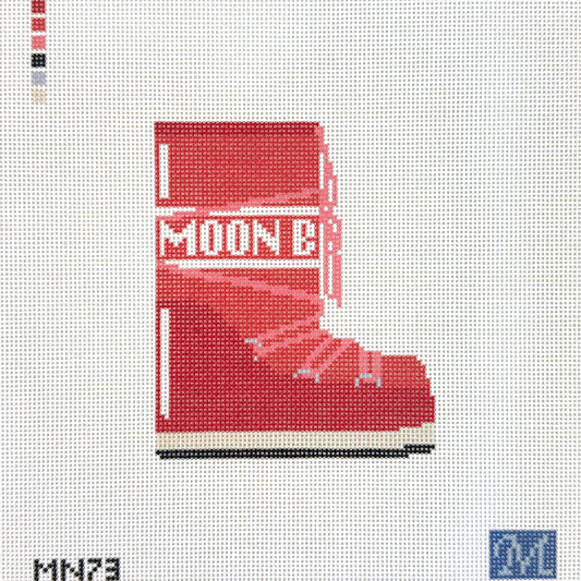Maura Nolan Designs Moon Boot in Red Needlepoint Canvas