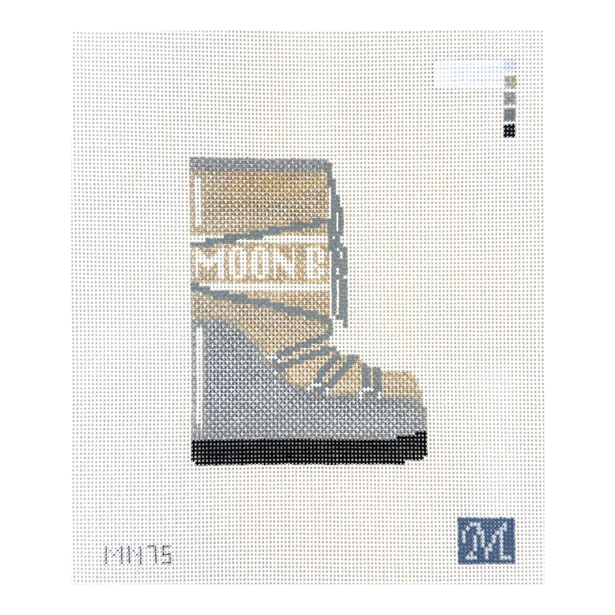 Maura Nolan Designs Moon Boot in Silver Needlepoint Canvas