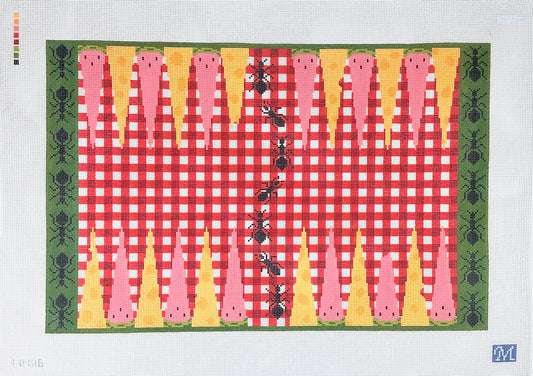 Maura Nolan Designs Picnic Patrol Backgammon Board Needlepoint Canvas