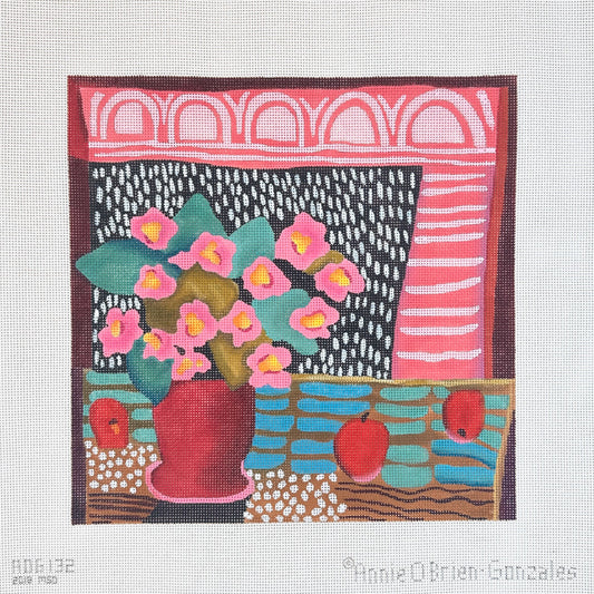 Melissa Shirley Designs Annie O'Brien Gonzales Pink Violets Needlepoint Canvas