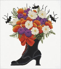 Melissa Shirley Designs Bat Witch Boot Bouquet Needlepoint Canvas