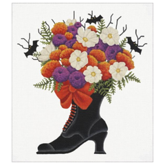Melissa Shirley Designs Bat Witch Boot Bouquet Needlepoint Canvas