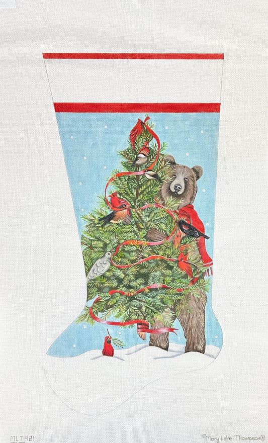 Melissa Shirley Designs Bear Tree Stocking Needlepoint Canvas