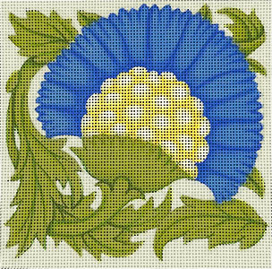 Melissa Shirley Designs Blue Flower Tile Needlepoint Canvas