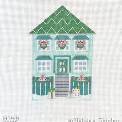 Melissa Shirley Designs Blue Glitter House Needlepoint Canvas