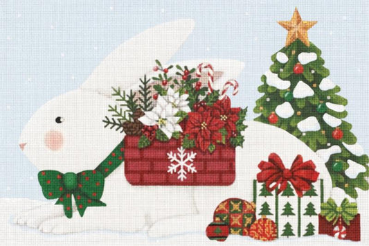 Melissa Shirley Designs Christmas Basket Bunny Needlepoint Canvas