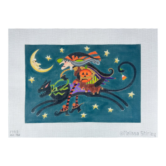 Melissa Shirley Designs Crabby Cat Witch Needlepoint Canvas