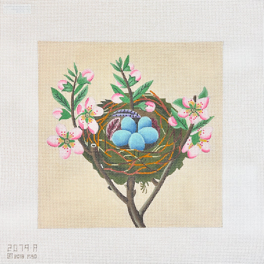 Melissa Shirley Designs Floral Bird Nest Needlepoint Canvas