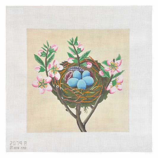 Melissa Shirley Designs Floral Bird Nest Needlepoint Canvas